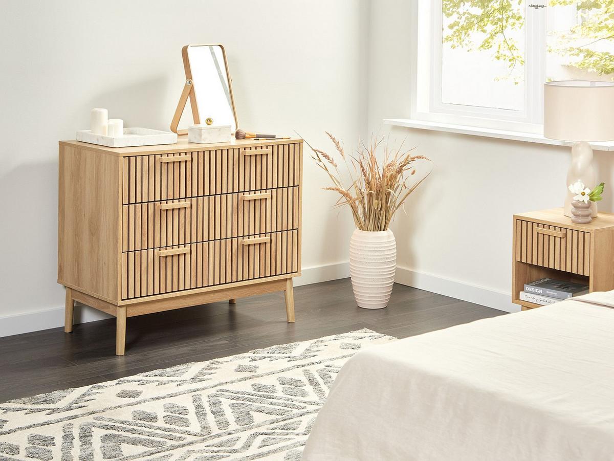 KOMMODE mit 3 Schubladen Hellbraun Lynwood - Braun, Holzwerkstoff (90/79/49cm) - Beliani