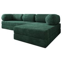 ECKSOFA ETERA modulares Boneless Sofa mit Schlaffunktion Grün Cordstoff - Grün, Textil (270/160cm) - MASSENO