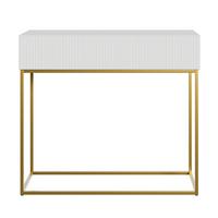 KONSOLENTISCH Veldio Weiß mit goldenen Beinen 90 cm - Goldfarben/Weiß, Holzwerkstoff/Metall (35.6/90/79cm) - Selsey