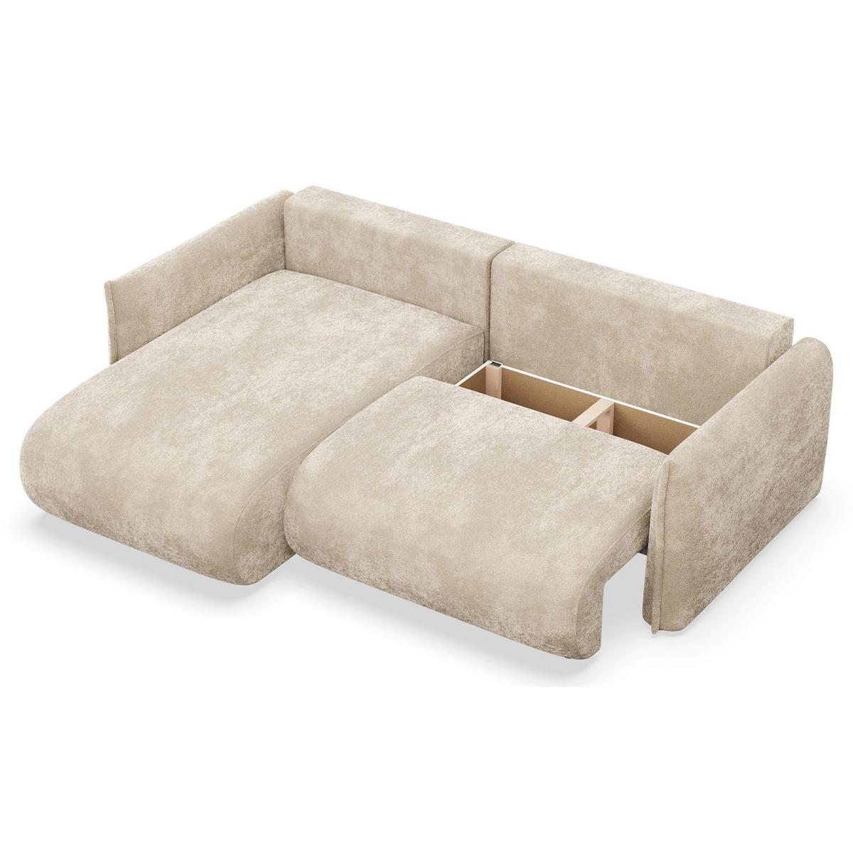 ECKSOFA Cushi Beige-Chenille - Beige/Schwarz, Kunststoff/Textil (252/183cm) - Selsey