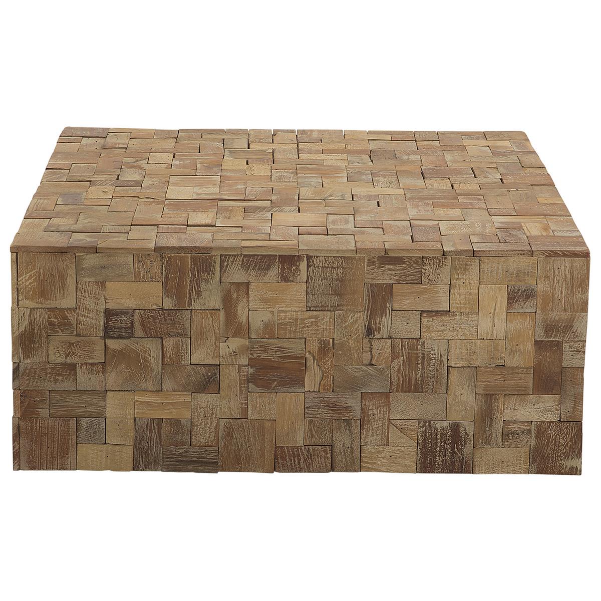 COUCHTISCH Teakholz hellbraun quadratisch 80/80 cm Gambo - Hellbraun, Holz (80/80/33cm) - Beliani