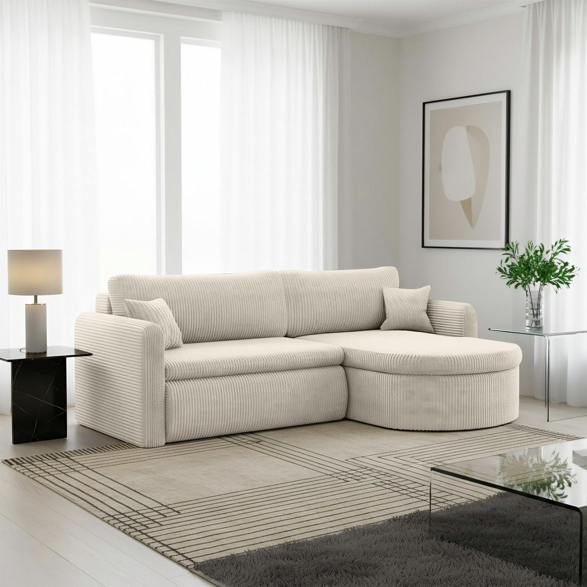 ECKSOFA Feliz In Poso - Weiß, Holzwerkstoff/Textil (250/160cm) - Fun Möbel