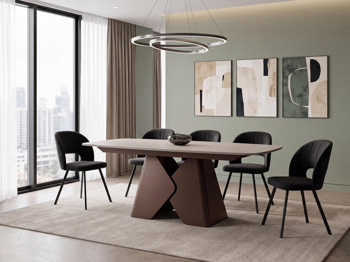 ESSTISCH Vanta rechteckig ausziehbar verlängerbar mit Braunem Metallgestell, Kaschmir 200-290/90/76 cm - Kaschmir/Beige, Holzwerkstoff/Metall (90/290/76cm) - WFL GROUP
