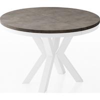ESSTISCH Clara Weiß runder ausziehbarer, Dunkelgrauer Chicago Beton 100-180/100/76 cm - Dunkelgrau/Weiß, Holzwerkstoff/Metall (100/176/76cm) - WFL GROUP