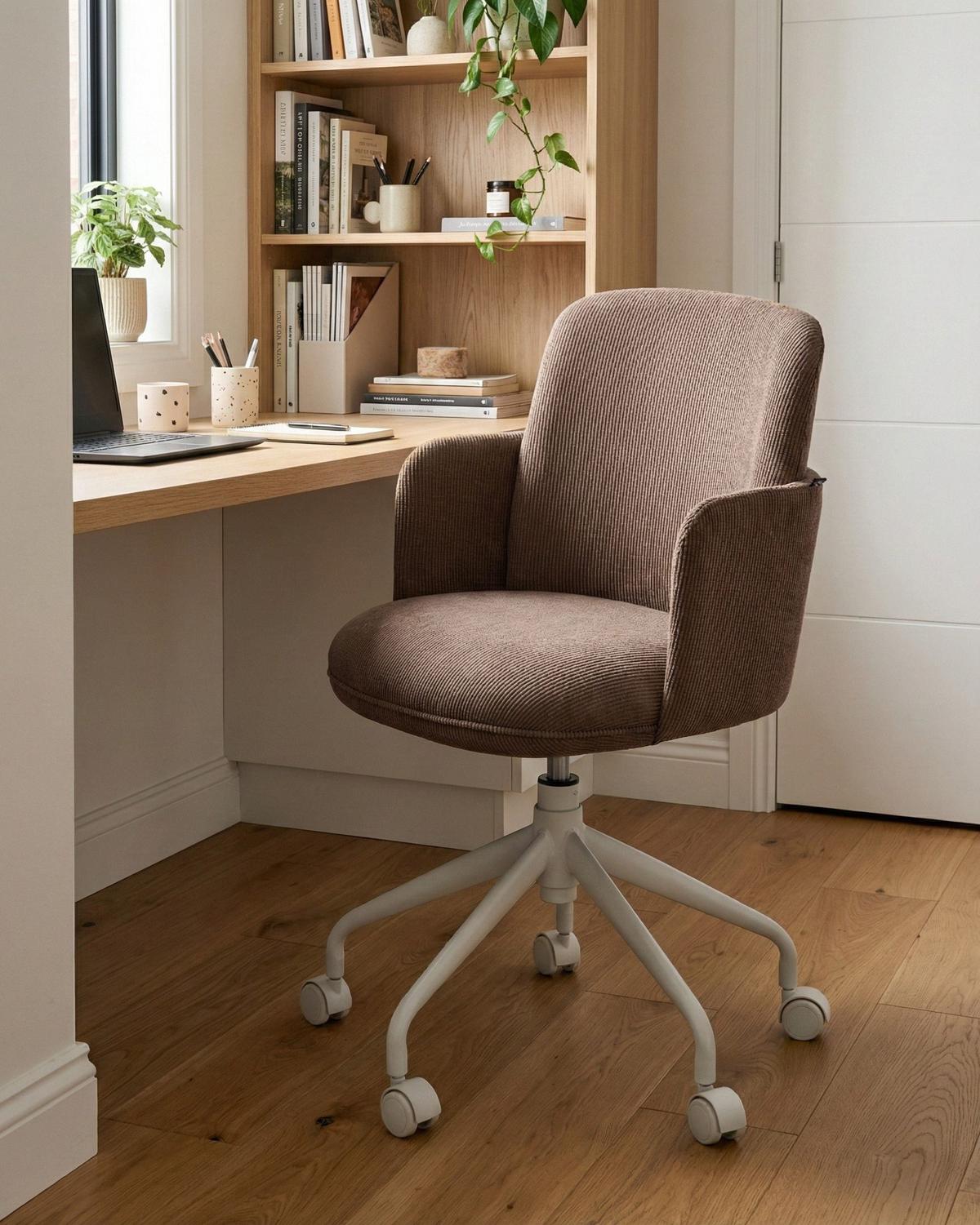 BÜROSTUHL Cord Braun Dryden - Braun, Textil (60/84/60cm) - Beliani
