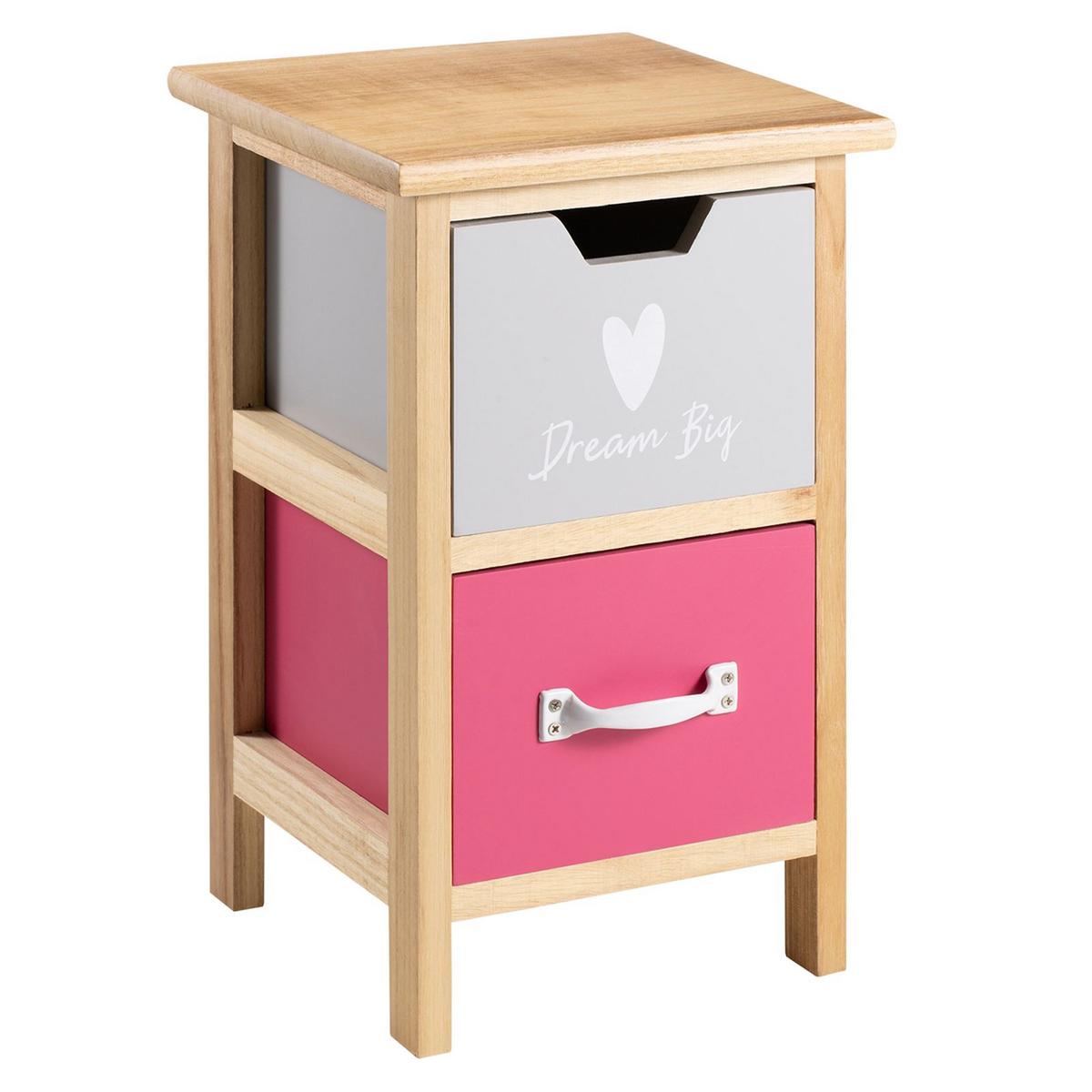 KOMMODE ESTA natur, grau/rosa - Naturfarben/Rosa, Holzwerkstoff (25/42/25cm) - CARO-Möbel