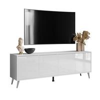 TV-ELEMENT SANAYI auf verchromten Beinen Hochglanz Weiß - Chromfarben/Weiß Hochglanz, Holzwerkstoff (156/54/38cm) - Lookway