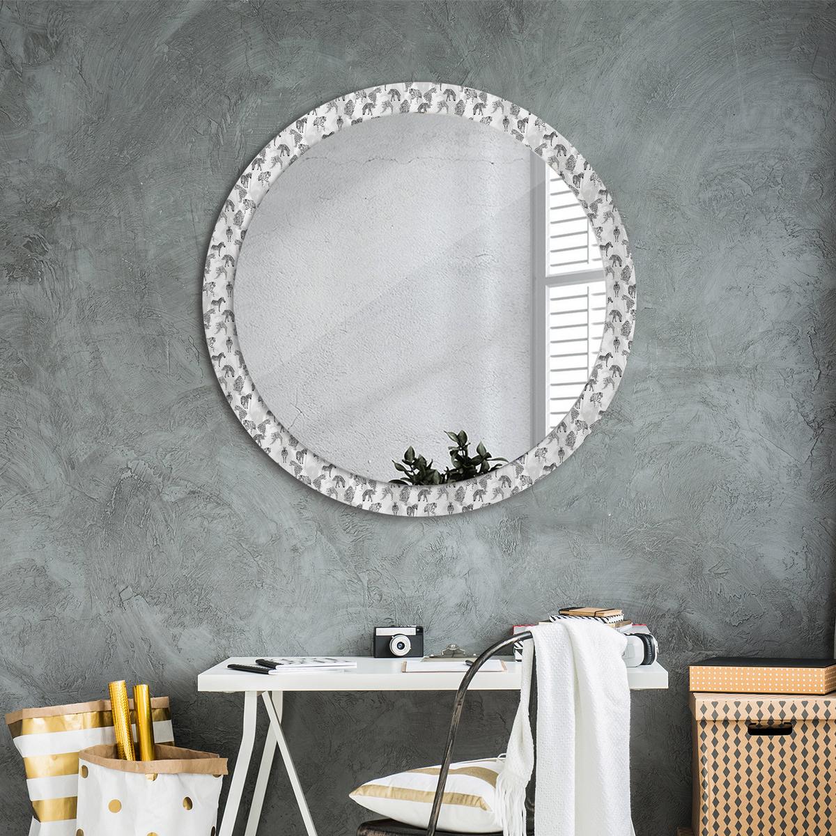 SPIEGEL Rund Ø 90 cm mit Aufdruck - Schwarz, Glas (90/90/0.4cm) - Wallfluent