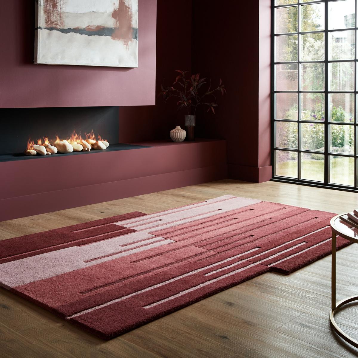 WOLLTEPPICH HALLEIN, abstrakt, Rot, 120 x 180 cm - Rot, Textil (180/120cm) - KADIMA DESIGN