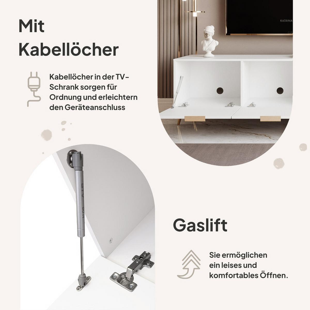TV-LOWBOARD ANGEL Weiß glänzend stehend mit LED-Beleuchtung 300 cm - Weiß, Holzwerkstoff (300/49/40cm) - Idohome