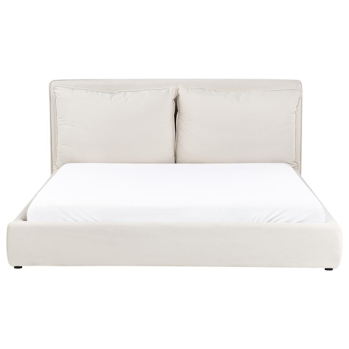 BETT mit Lattenrost 180/200 cm Hellbeige Bajonna - Beige/Schwarz, Textil (180/200cm) - Beliani