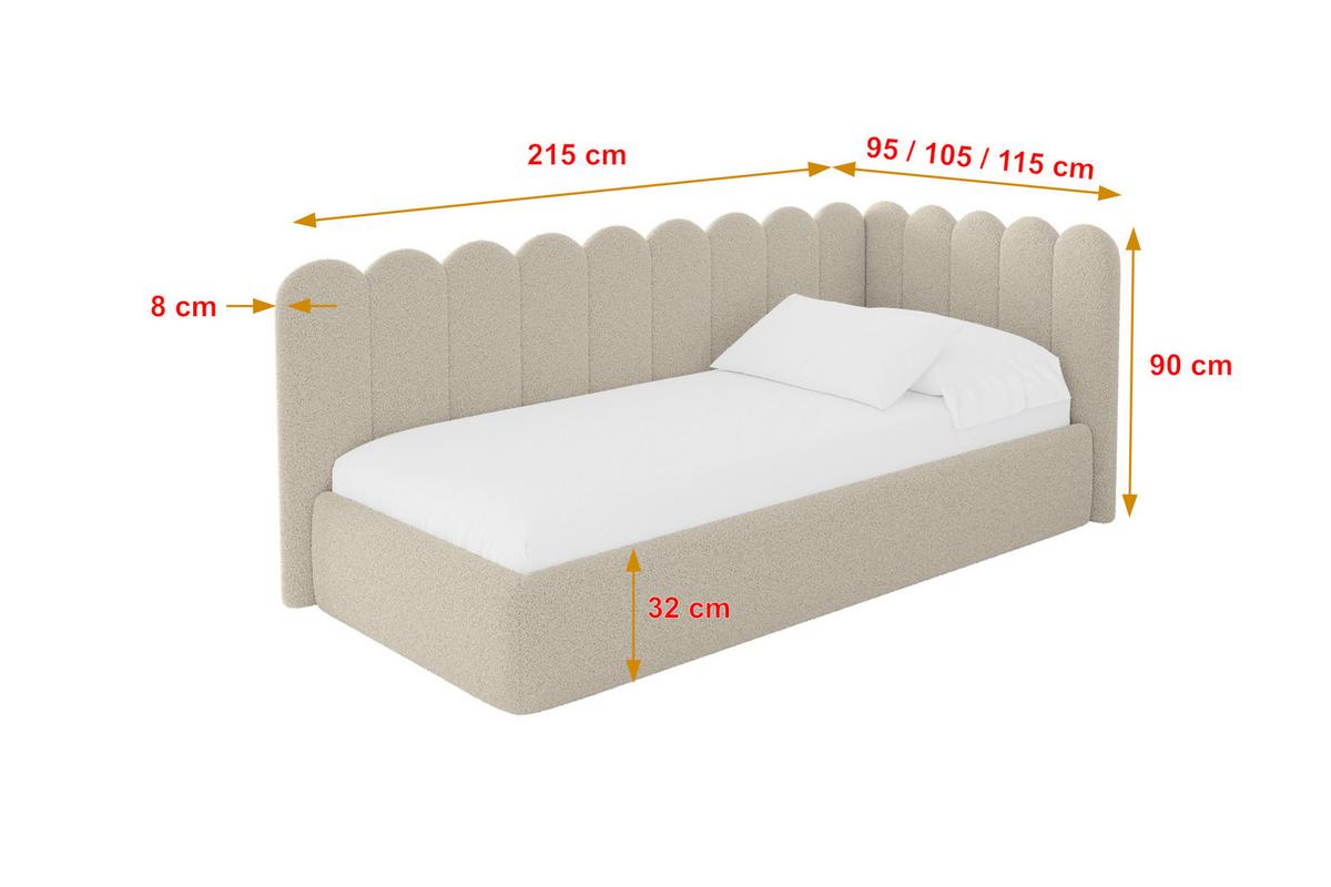 EINZELLBETT Jugendbett mit Bettkasten und Matratze H3/H4, Links - ARTY 100x200 Dunkelbeige - Cappuccino, Holzwerkstoff/Textil (100/200cm) - ALTDECOR