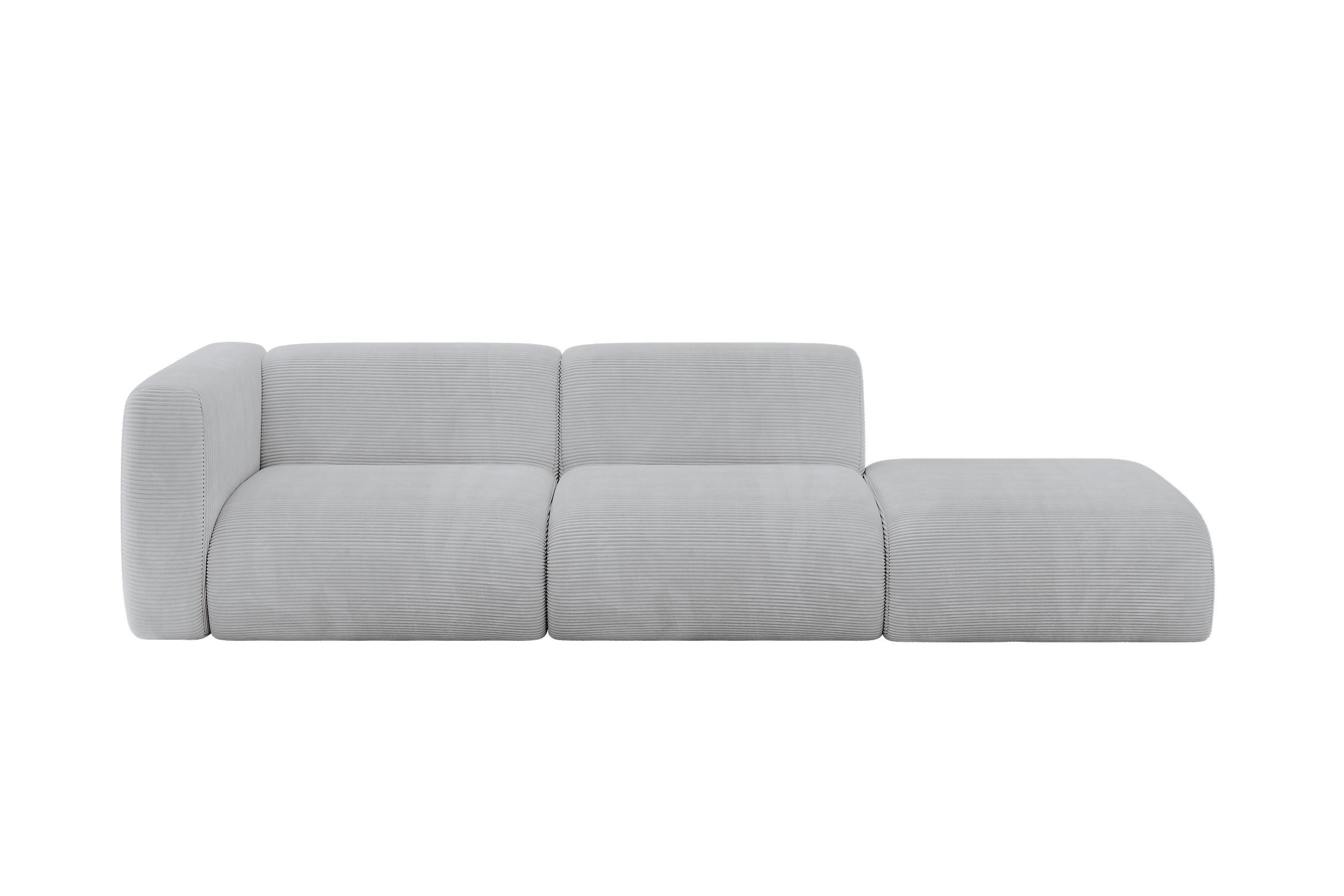 SOFA Ottomane Links MIRA-S3 296x89x70 Grau Cord - Blaugrau/Schwarz, Holzwerkstoff/Kunststoff (296/70/89cm) - ALTDECOR