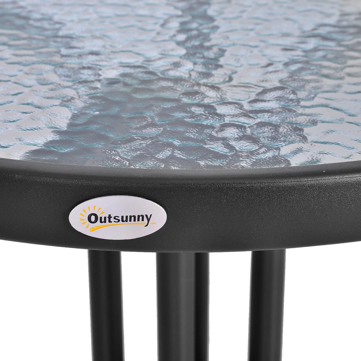 GARTENTISCH, Schwarz, Metall - Ahornfarben/Schwarz, Kunststoff/Metall (60/60/70cm) - Outsunny