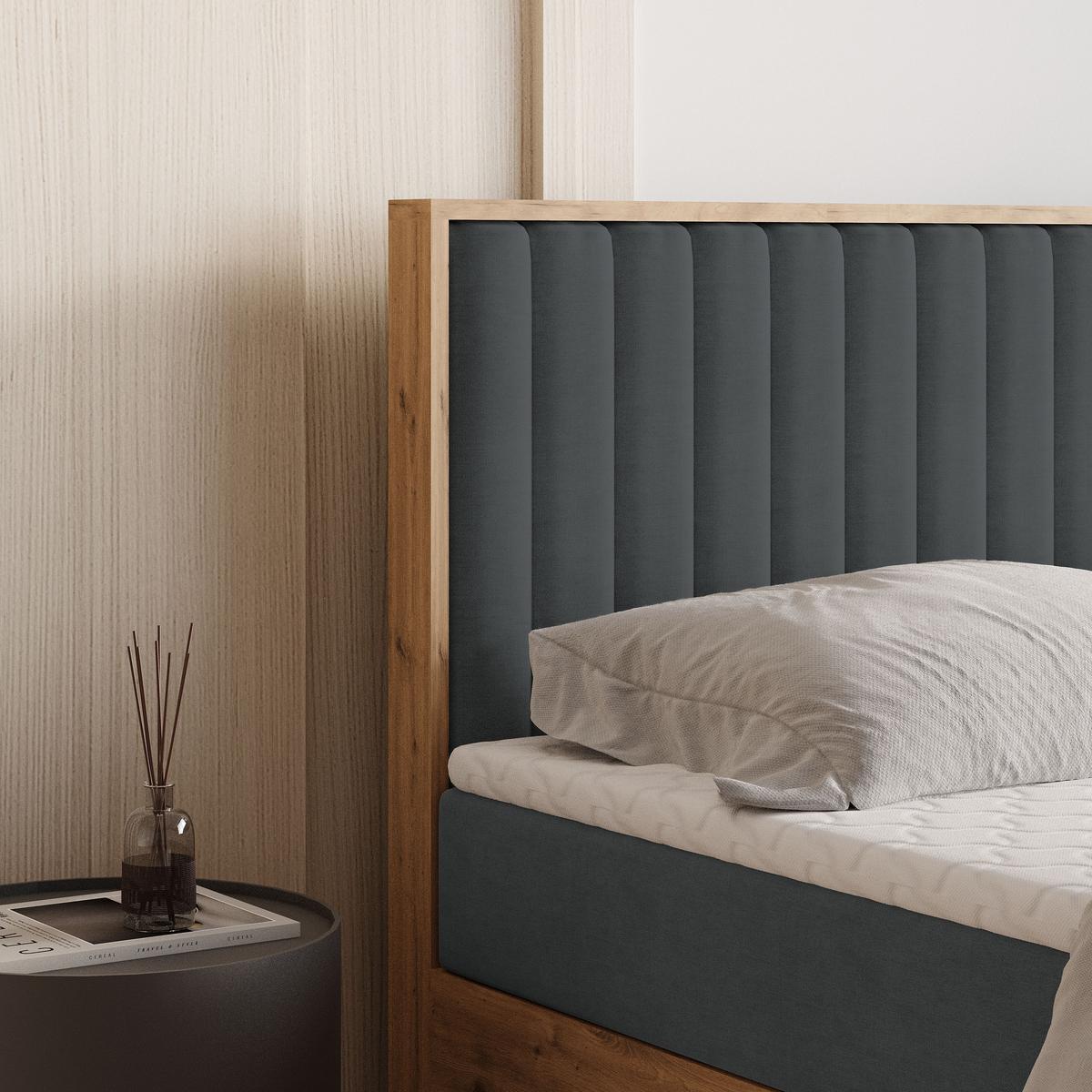 BOXBETT VARELI 140x200 cm mit Matratze und Topper - Graphitfarben - Graphitfarben, Holz (140/200cm) - MASSENO