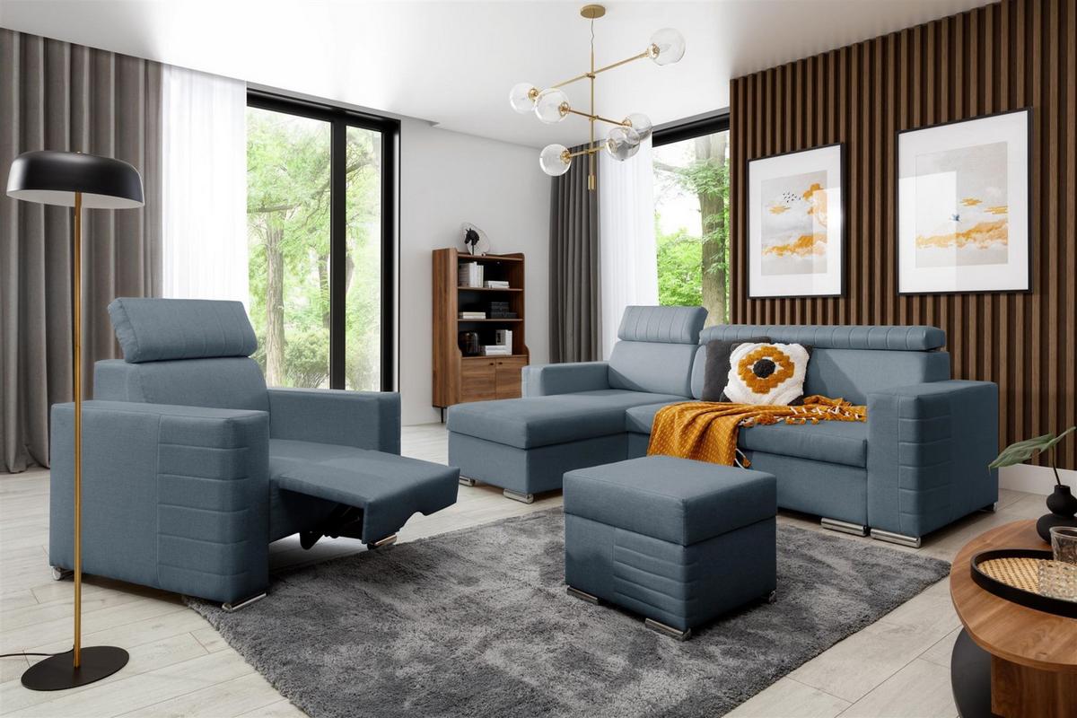 ECKSOFA Canton In Liverpool - Blau, Holzwerkstoff/Textil (260/173cm) - Fun Möbel