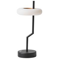LED-TISCHLEUCHTE Schwarz/Weiß/Heller Holzfarbton Alviela - Hellbraun/Schwarz, Metall (16/16/36cm) - Beliani