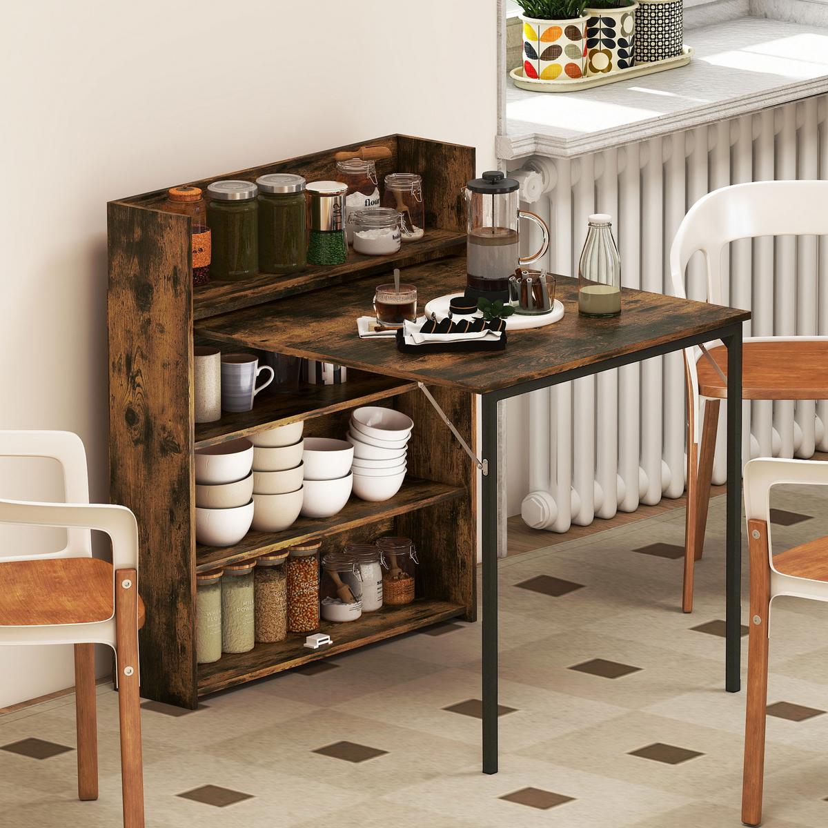 ESSTISCH MDF Stahl Rustikal-Braun - Schwarz/Braun, Holzwerkstoff (90/80/93cm) - HOMCOM