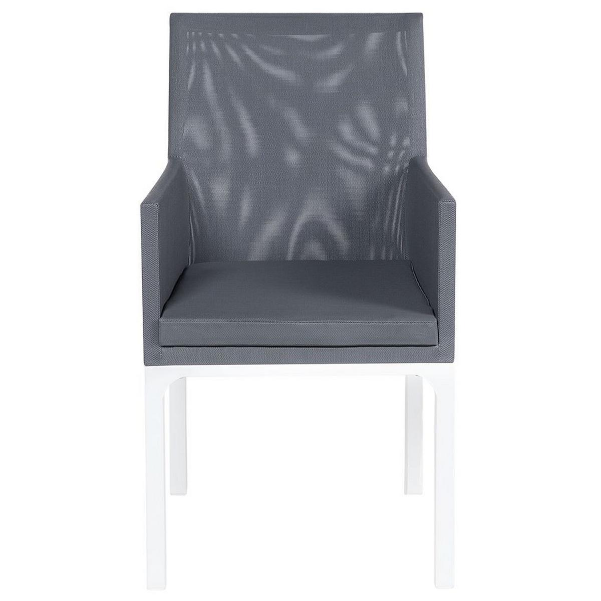 GARTENSTUHL 2er-Set Aluminium grau Bacoli - Grau, Textil (52/91/62cm) - Beliani