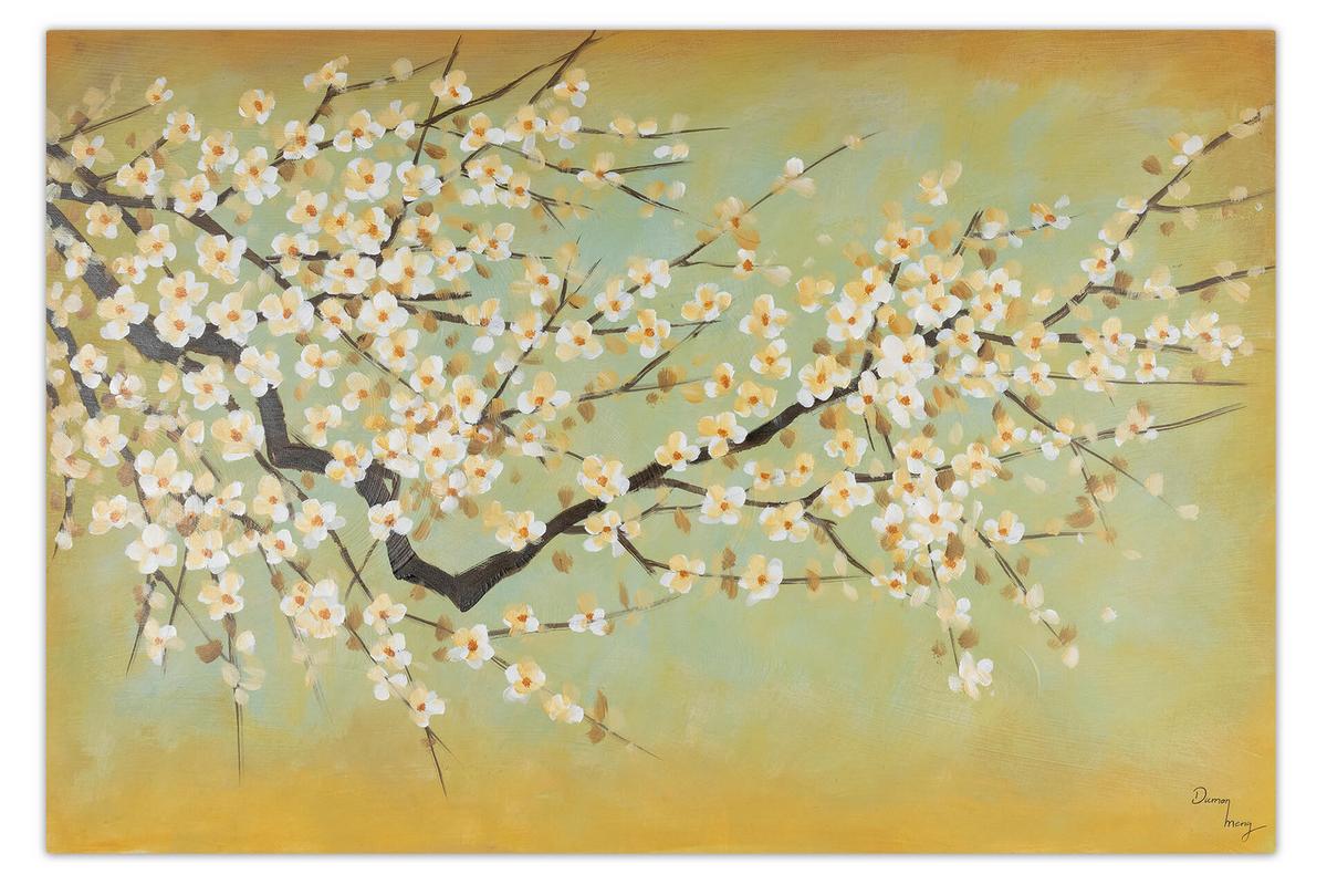 ÖLGEMÄLDE 120/80 cm - Gelb/Weiß, Holz/Textil (120/80cm) - KUNSTLOFT