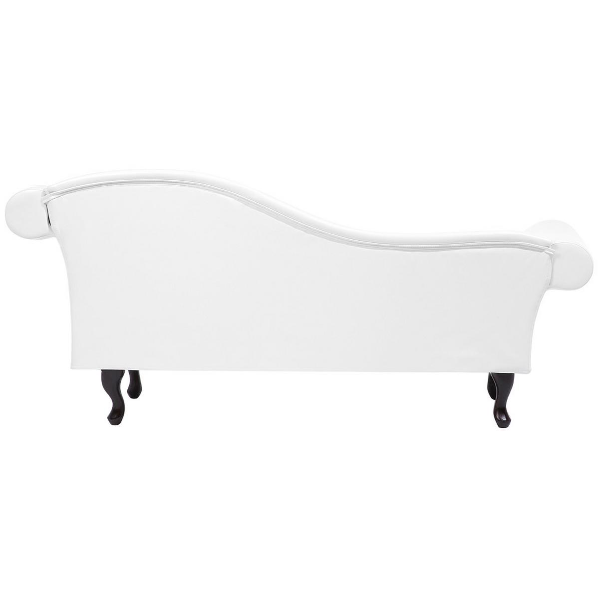 CHAISELONGUE Kunstleder weiß rechtsseitig Lattes - Schwarz/Weiß, Kunststoff (188/87/59cm) - Beliani