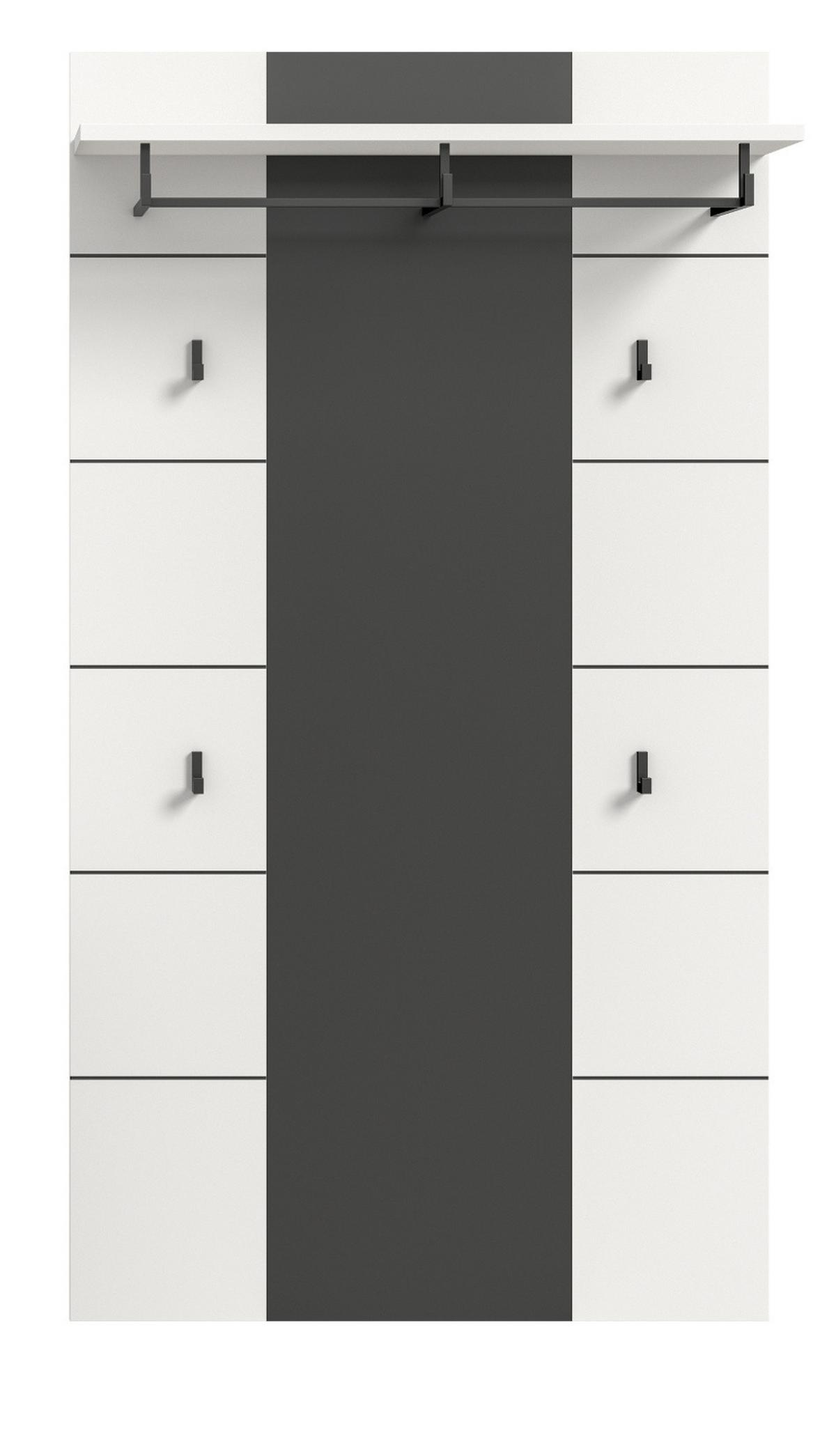 GARDEROBENPANEEL in weiß, grau, Wandgarderobe 80 x 141 cm, Cooper - Weiß/Grau, Holzwerkstoff/Metall (80/141/141cm) - Inn.Furn