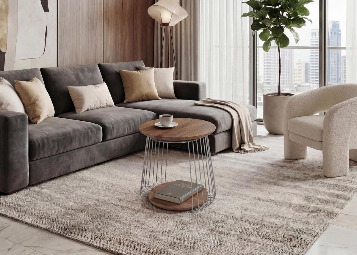 COUCHTISCH rund Braun, Silber - Silberfarben/Braun, Holz (50/50/52cm) - MCW