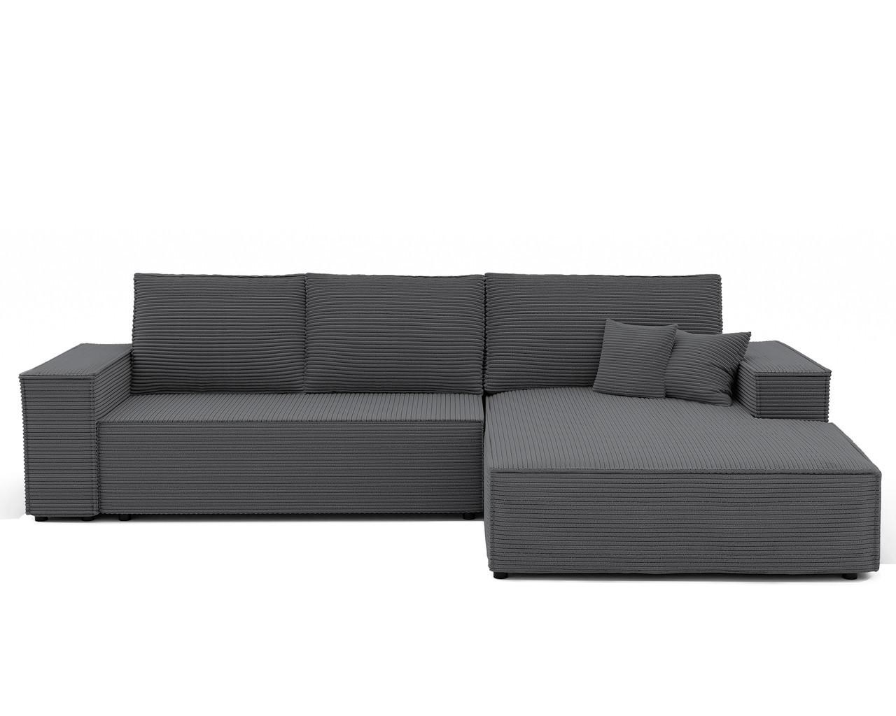 ECKSOFA NOVA Rechts mit Schlaffunktion und Bettkasten Dunkelgrau - Dunkelgrau, Kunststoff/Textil (294/185cm) - Idohome