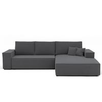 ECKSOFA NOVA Rechts mit Schlaffunktion und Bettkasten Dunkelgrau - Dunkelgrau, Kunststoff/Textil (294/185cm) - Idohome