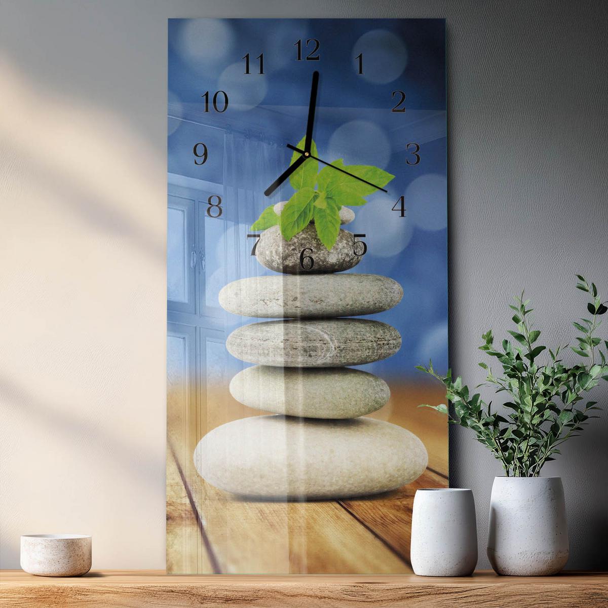 WANDUHR aus Glas 30x60 cm - Steine - Multicolor, Glas (30/60/0.4cm) - TULUP
