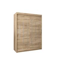SCHWEBETÜRENSCHRANK 200/150/62 2-türig - Silberfarben/Sonoma Eiche, Holz/Kunststoff (150/200/62cm) - Abiks Möbel