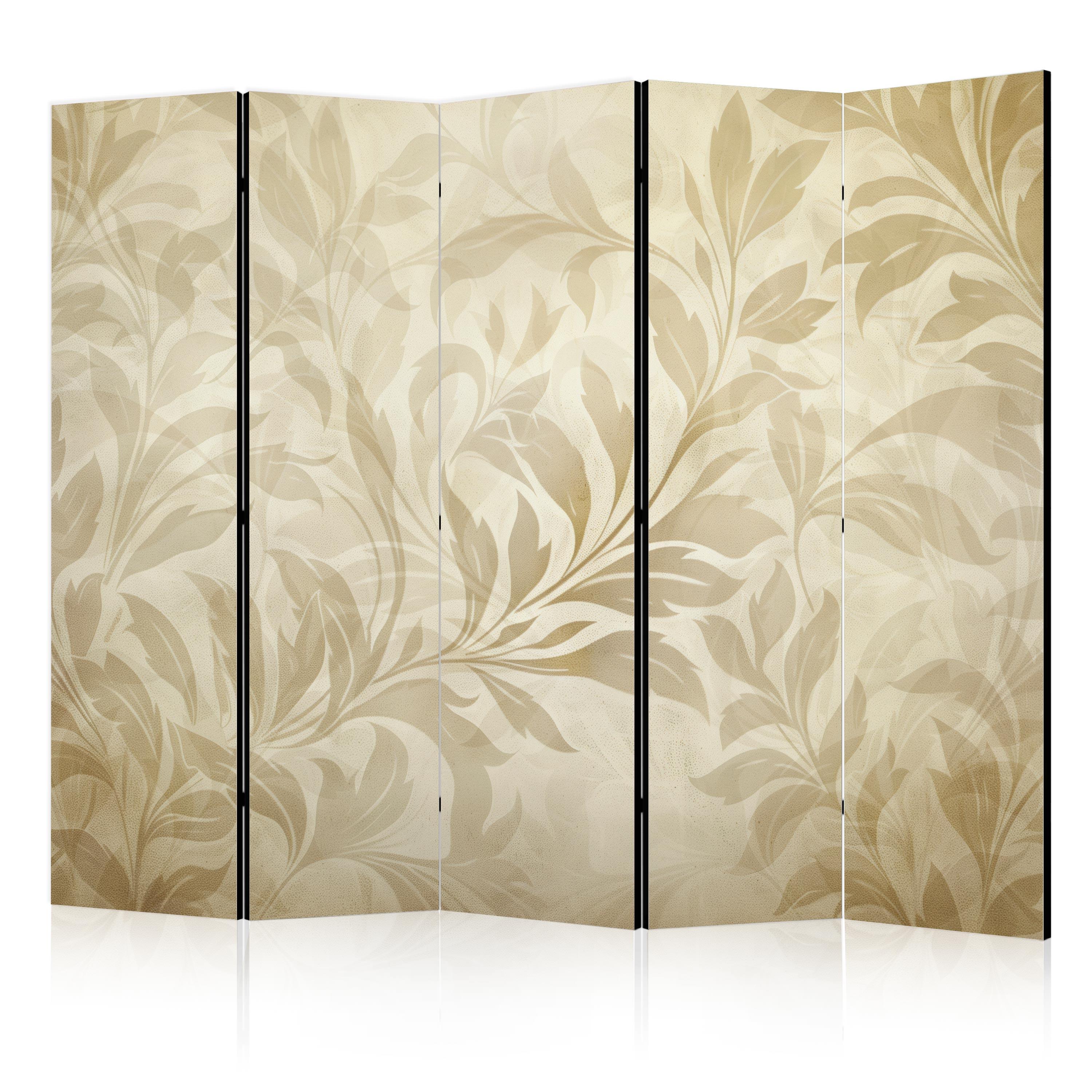 PARAVENT 5-tlg 225x172 cm Beige Blätter - Beige, Holz/Textil (225/172/3cm) - Muralo