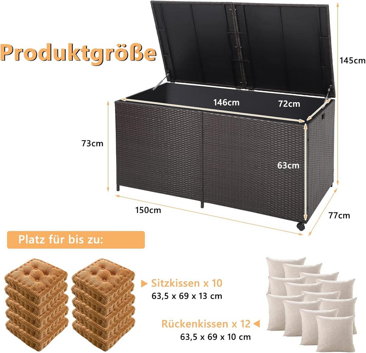 GARTENBOX Braun - Braun, Kunststoff (150/73/77cm) - COSTWAY