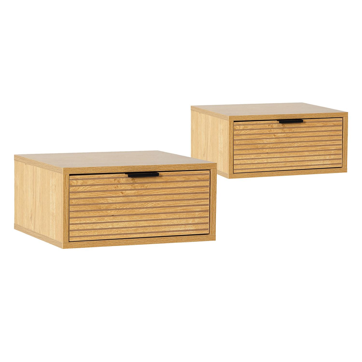 2ER-SET SCHWEBENDER NACHTTISCH Mónica Eichenfarbe - Honigeiche, Holzwerkstoff (40/19/35cm) - VS Venta-stock