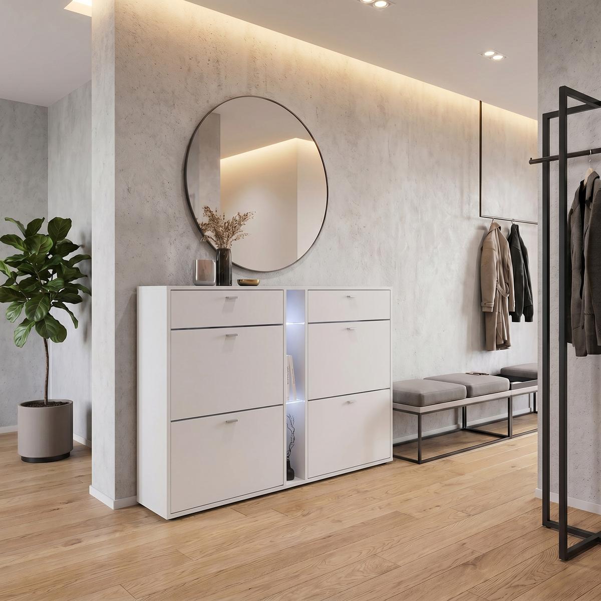 SCHUHSCHRANK Today Fronten in Weiß matt - Weiß, Holzwerkstoff (155.5/95/28cm) - Vladon