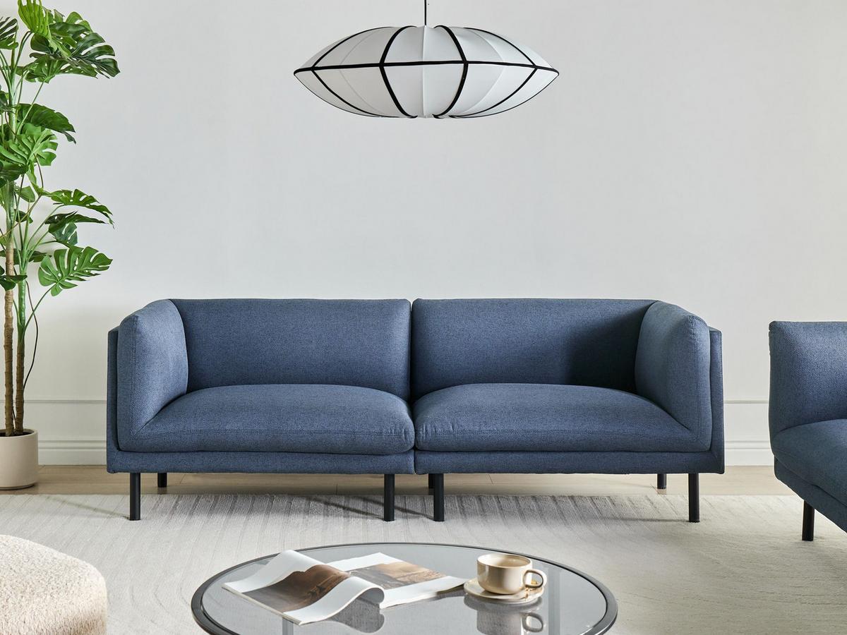 3-SITZER-SOFA Stoff Dunkelblau Vorgod - Dunkelblau, Textil (221/76/84cm) - Beliani