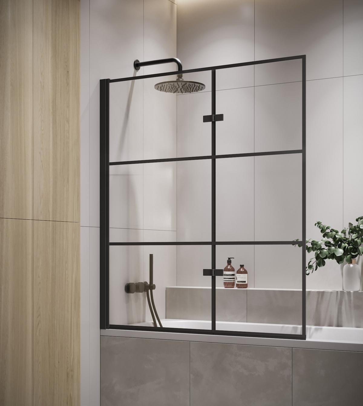 BADEWANNE Berkan 2 Teile cm Schwarz - 100 x 140 cm - Schwarz, Glas (100/140cm) - Badplaats