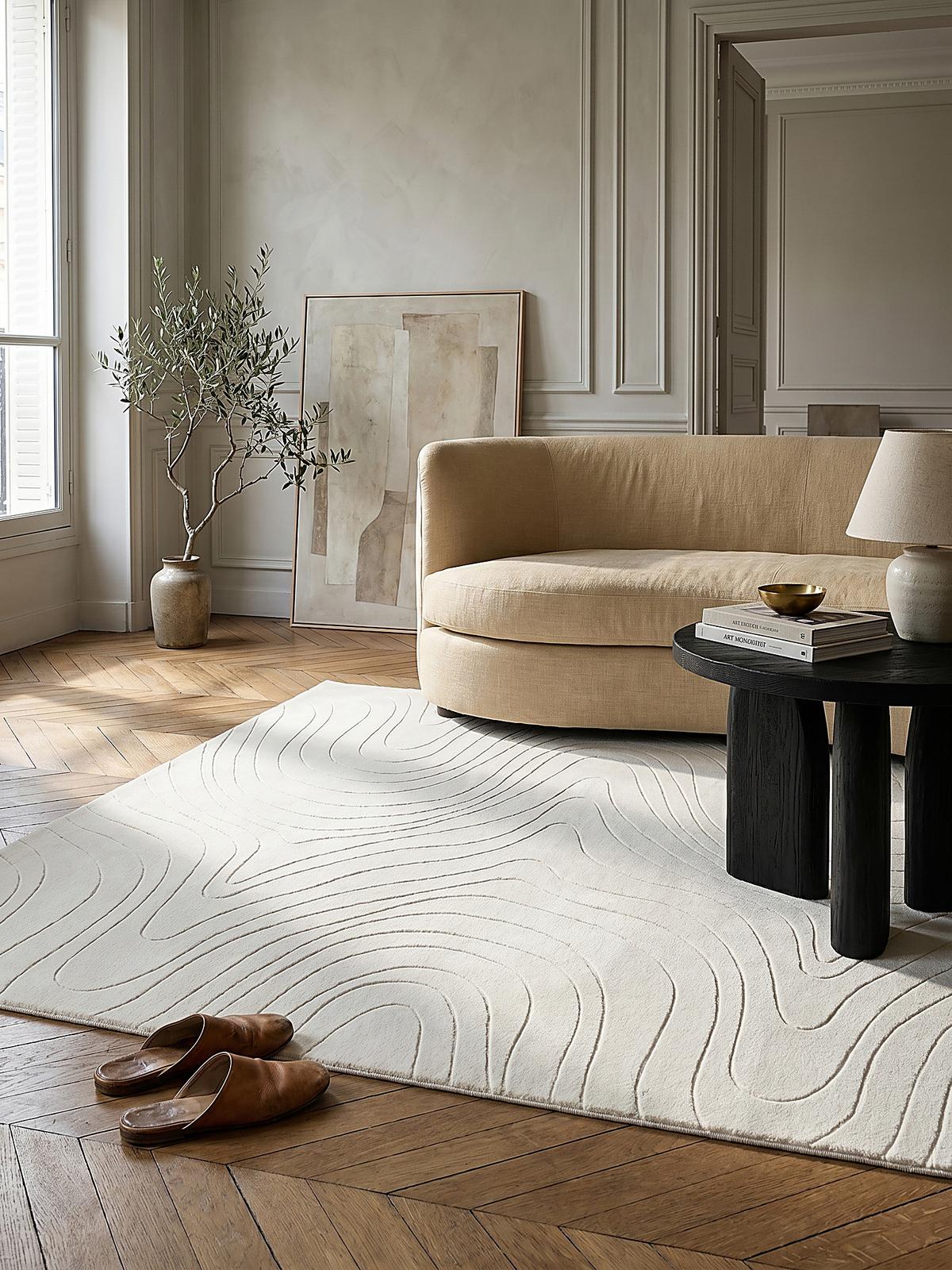KURZFLORTEPPICH Antirutsch Abstrakt DALAR Polypropylen Creme 140 x 200 cm - Beige, Textil (140/200cm) - KADIMA DESIGN
