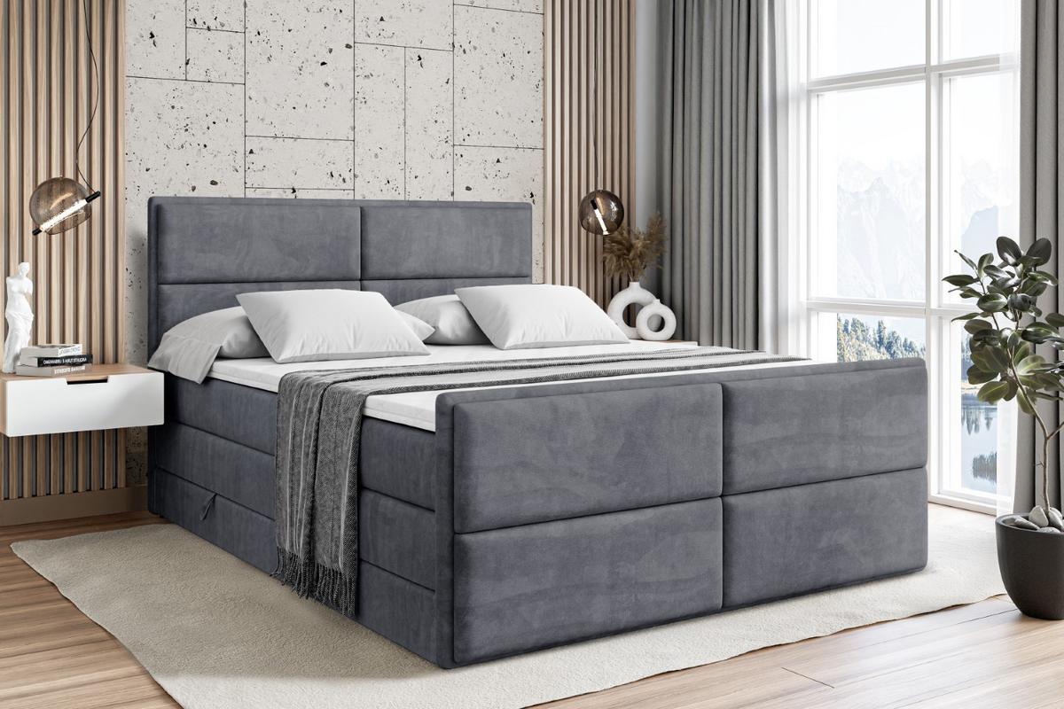BOXSPRINGBETT AURA-Z KING - 140 x 200 - H3/H4 - Dunkelgrau - Dunkelgrau, Holzwerkstoff (140/200cm) - ALTDECOR