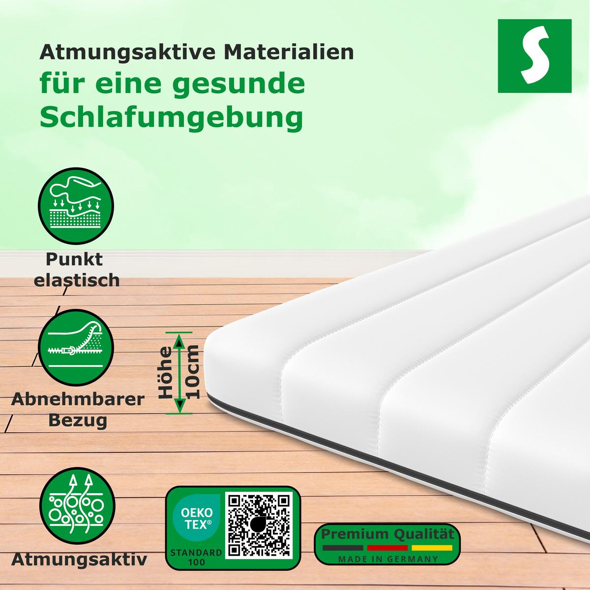 KALTSCHAUM-TOPPER – 100/200 cm, 11 cm Höhe - Weiß, Textil (100/200cm) - Schlaftroll