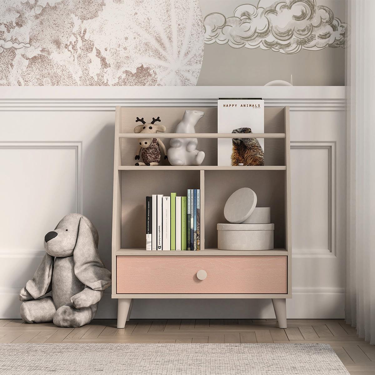BÜCHERREGAL Alycia Beige - Korallenrosa - Holzeffekt - Pink, Holz (72/90/36cm) - Petits-meubles
