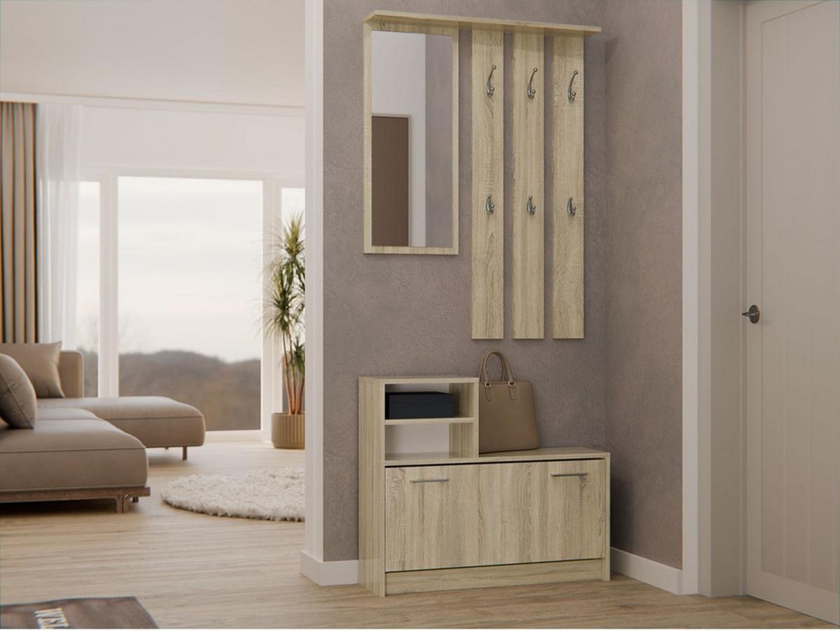 GARDEROBE praktisch Garderoben-Set mit Spiegel Sonoma 85/180/24 - Sonoma Eiche, Holzwerkstoff (85/180/24cm) - RAUMHIRSCH FURNITURE