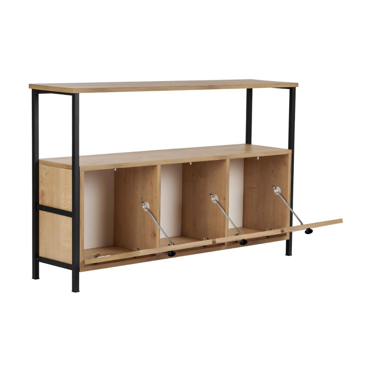 SIDEBOARD mit 3 Türen und 1 oberer Ablagefläche 120/29,5/77 cm - Schwarz, Holzwerkstoff (29.5/77/20.5cm) - Calicosy