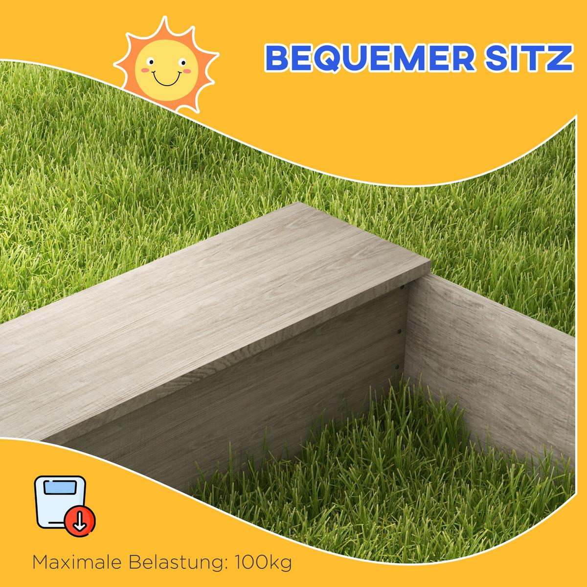 SANDKASTEN 154 x 80 x 60 cm Sandkiste aus Holz mit Küchenelementen Grau - Grau, Holz (154/80/60cm) - Outsunny