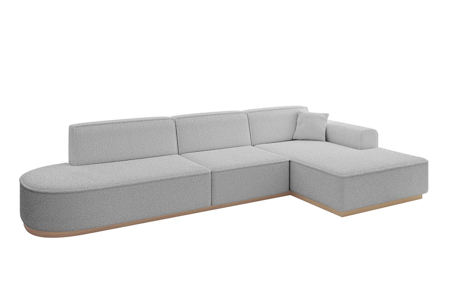 ECKSOFA Ottomane Rechts IREA-L2 - 327x165x80 cm Hellgrau - Hellgrau, Holzwerkstoff/Textil (327/165cm) - ALTDECOR