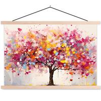 POSTER MIT MAGNETLEISTEN Aquarell - Baum - Kunst - Abstrakt Wanddeko 90x60 cm - Multicolor, Textil (90/60/0.15cm) - MuchoWow