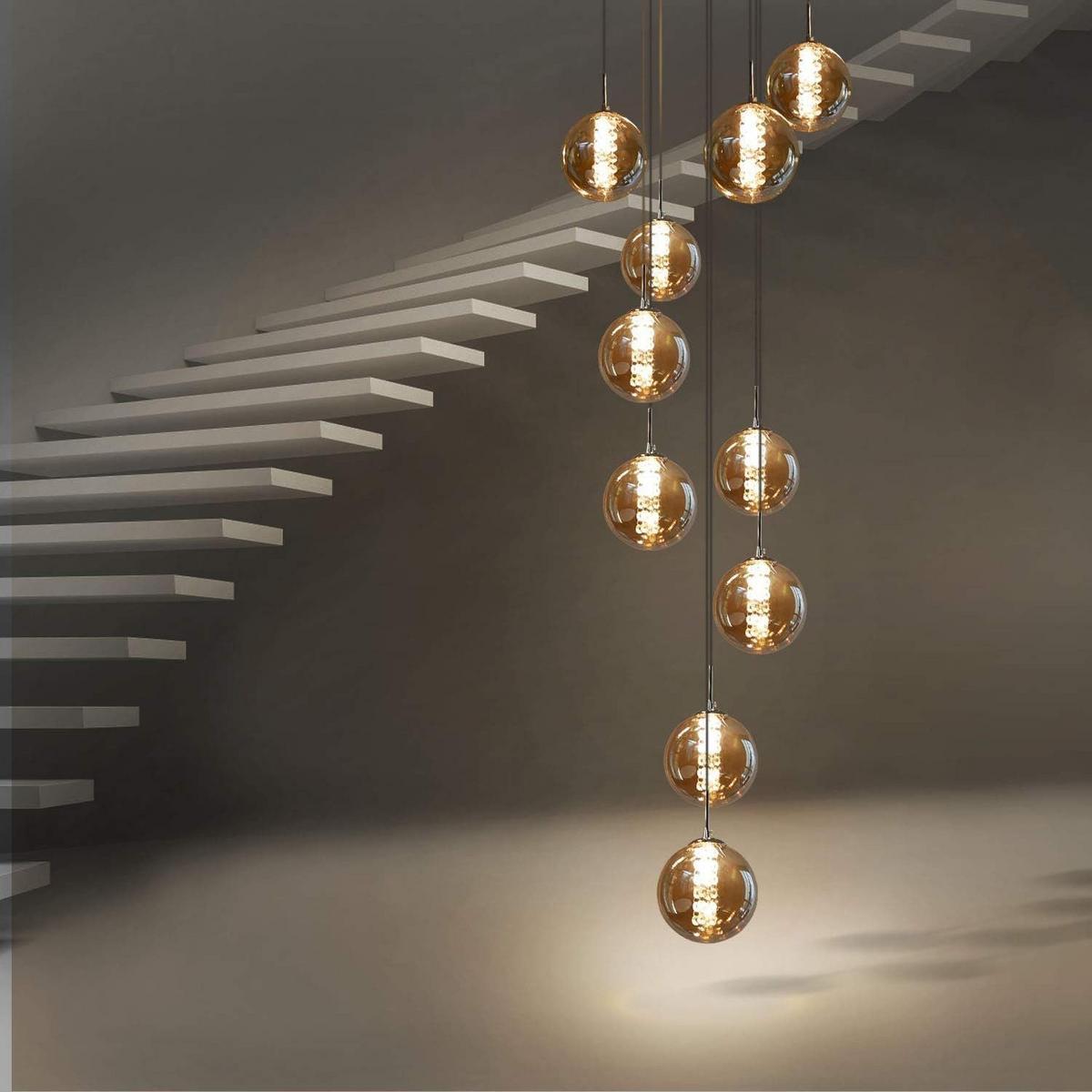 PENDELLEUCHTE Energie 10-flammig 41/41/240 cm - Bernsteinfarben, Glas (41/41/240cm) - Nettlife