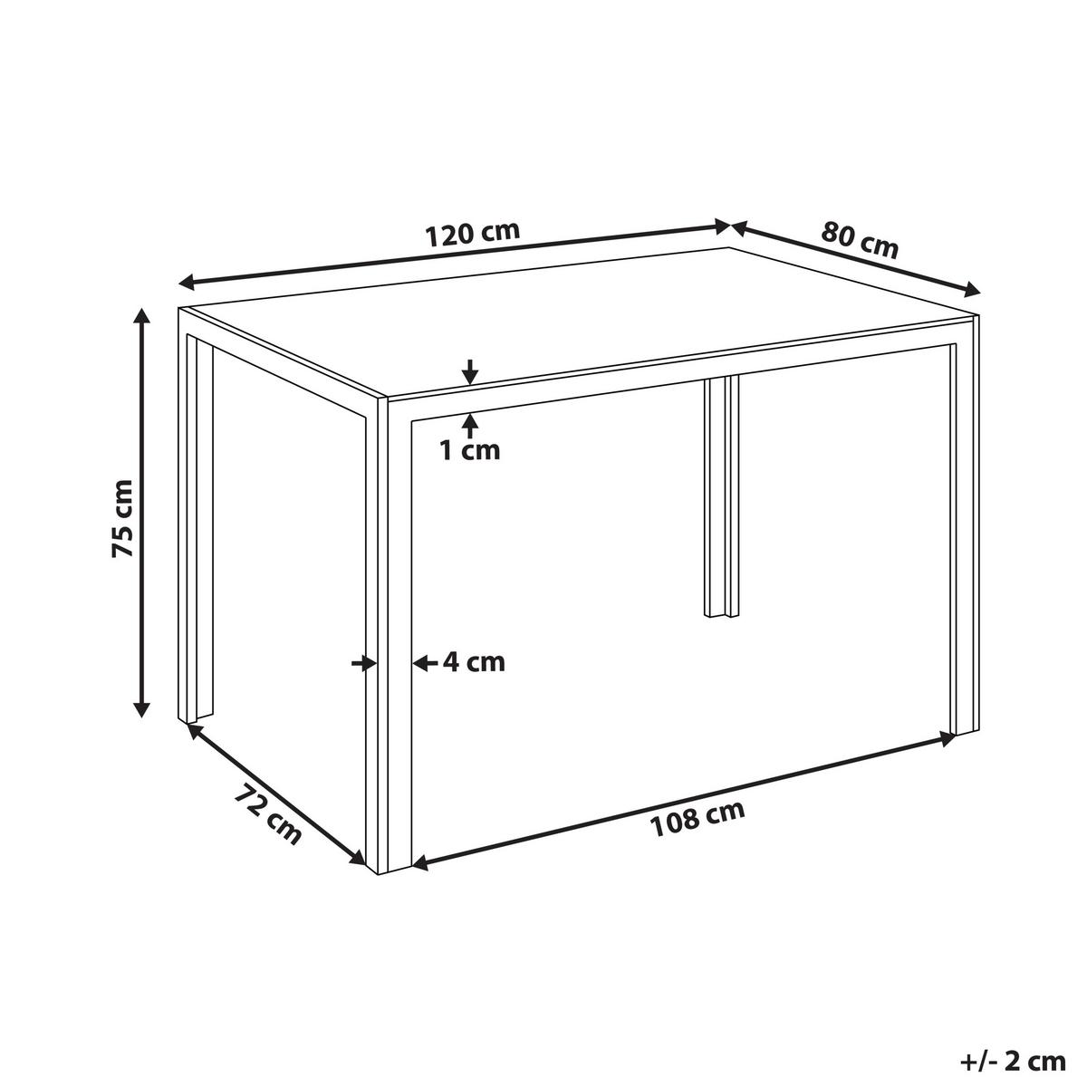 ESSTISCH Schwarz 120/80 cm Sicherheitsglas Lavos - Schwarz, Glas (120/80/75cm) - Beliani