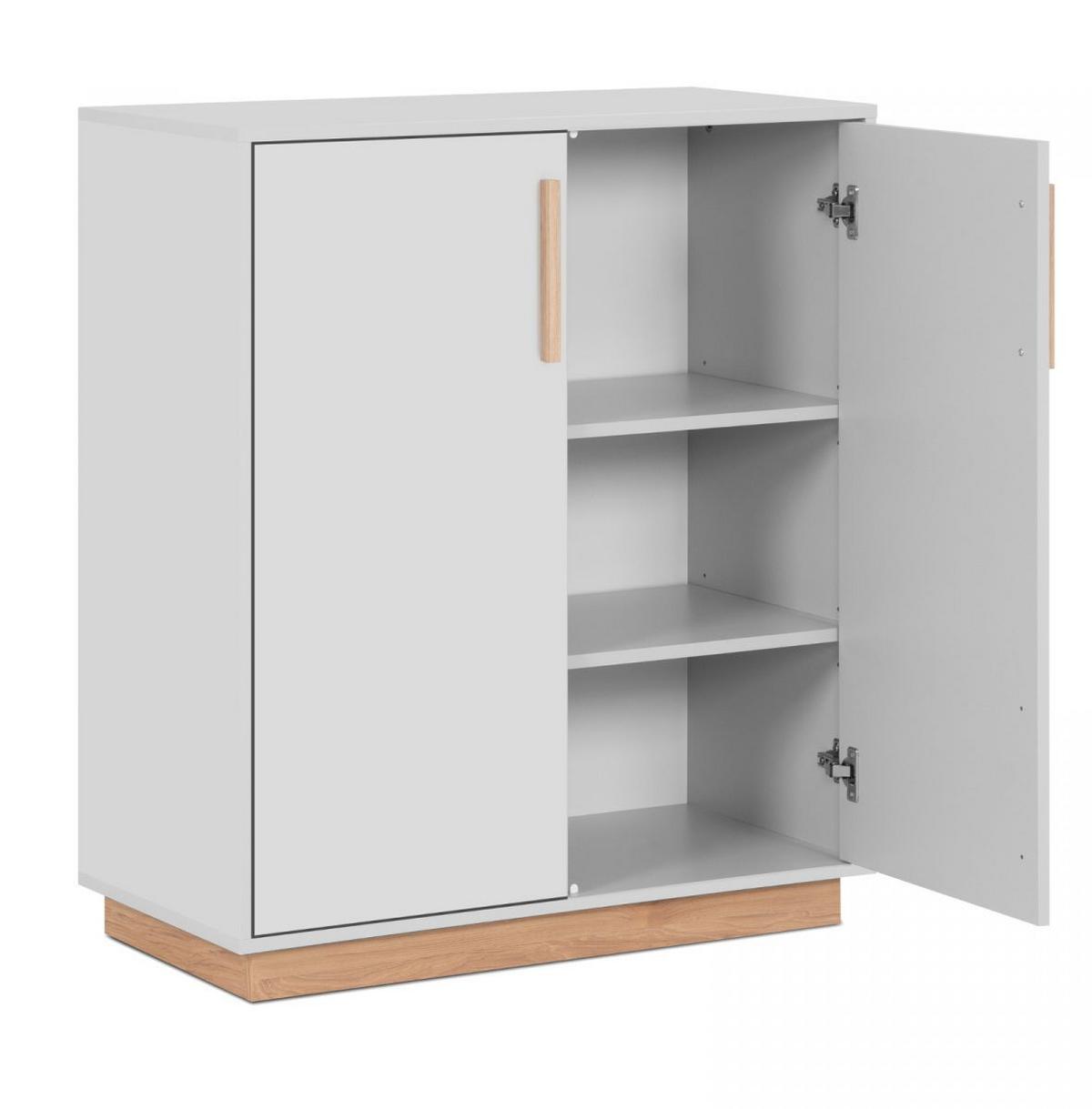 KOMMODE grau, Hickory Walnuss 82 cm, Sideboard 2-türig - Walnussfarben/Grau, Holzwerkstoff/Metall (82/94/40cm) - Furn.Design