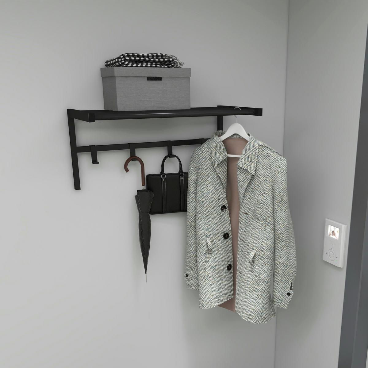 WANDGARDEROBE Tolga - Schwarz, Metall (69/32.5/34cm) - [en.casa]